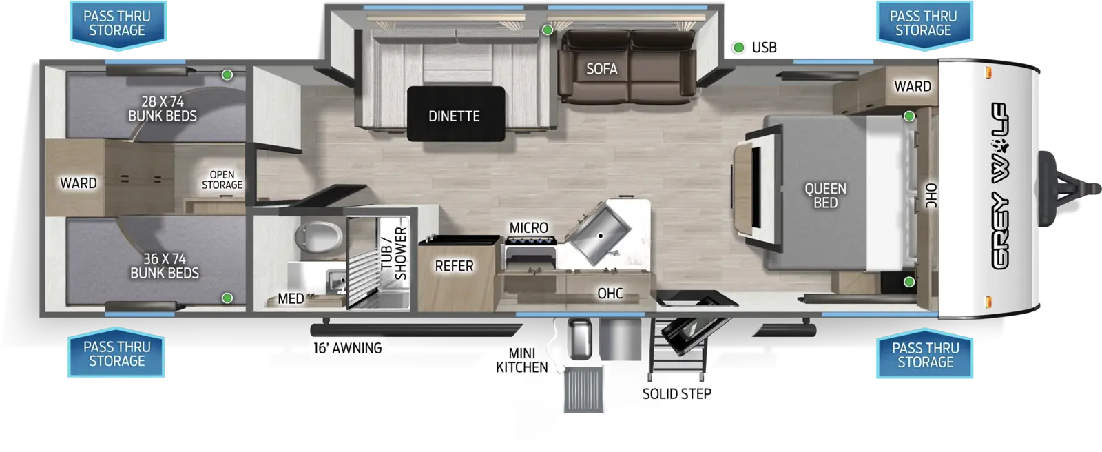 Grey Wolf 28QBH Floorplan