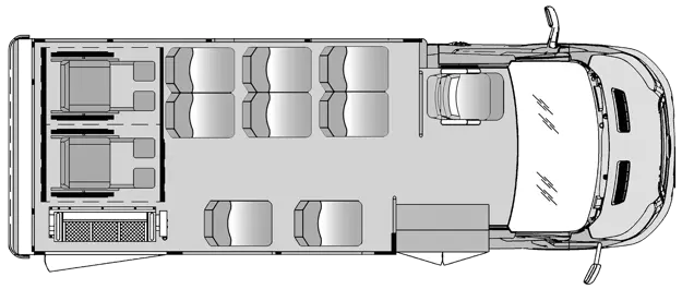 8 Passenger 2 Wheelchair Plus Driver Floorplan Image