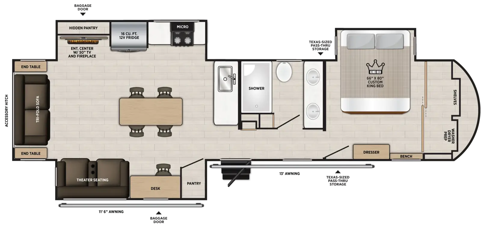 Heritage Glen Fifth Wheels 321DRL Floorplan