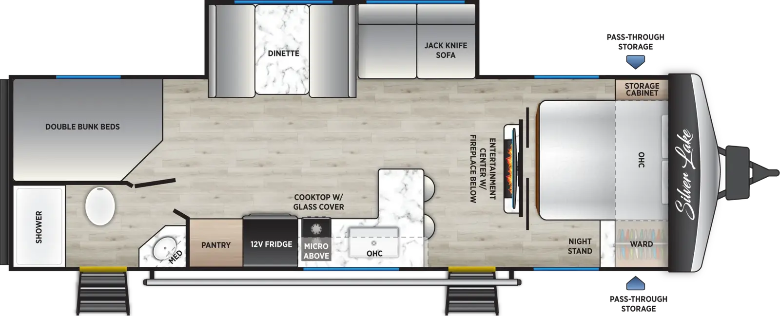 2027 East to West Silver Lake 280SBH floorplan diagram