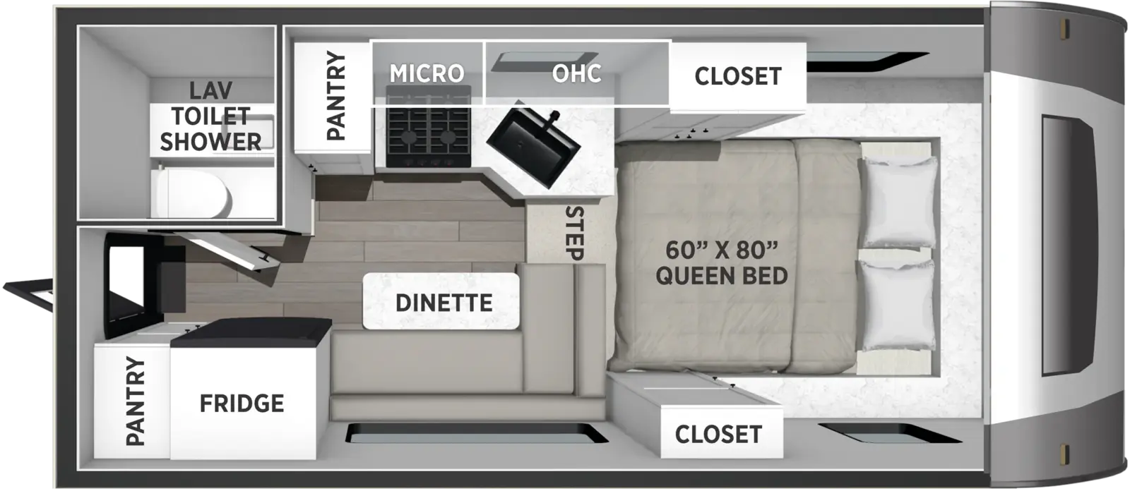 The Backpack Truck Camper HS-2901 floorplan features include: toilet.