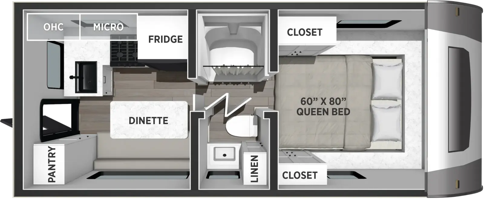 The Real Lite Truck Camper HS-2110 floorplan features include: toilet.