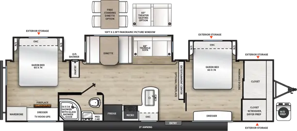 34BHTS (2 Queen Beds) Floorplan Image