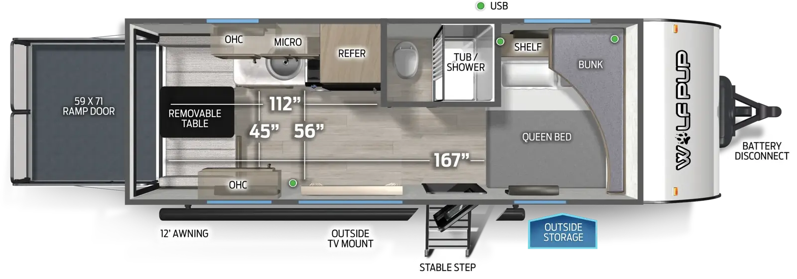 Wolf Pup 18RJBW Floorplan