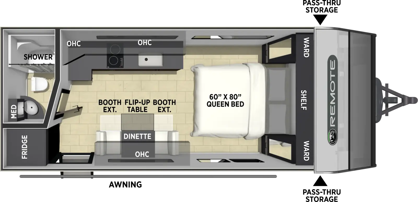 Plan de plancher Coachmen Remote 8' Wide 198RBC 2027