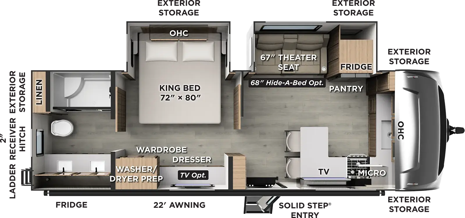 Flagstaff Super Lite Travel Trailers 26MBR Floorplan