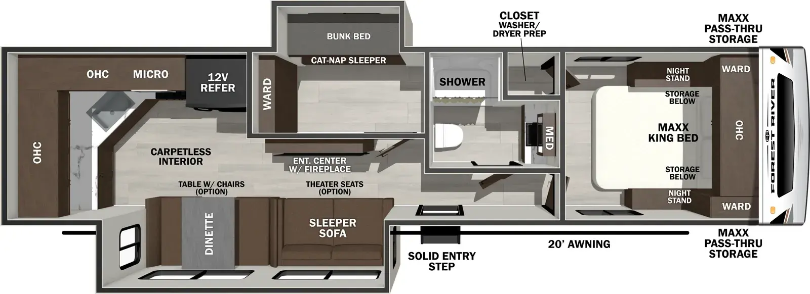 Wildcat Travel Trailers 305MBX Floorplan