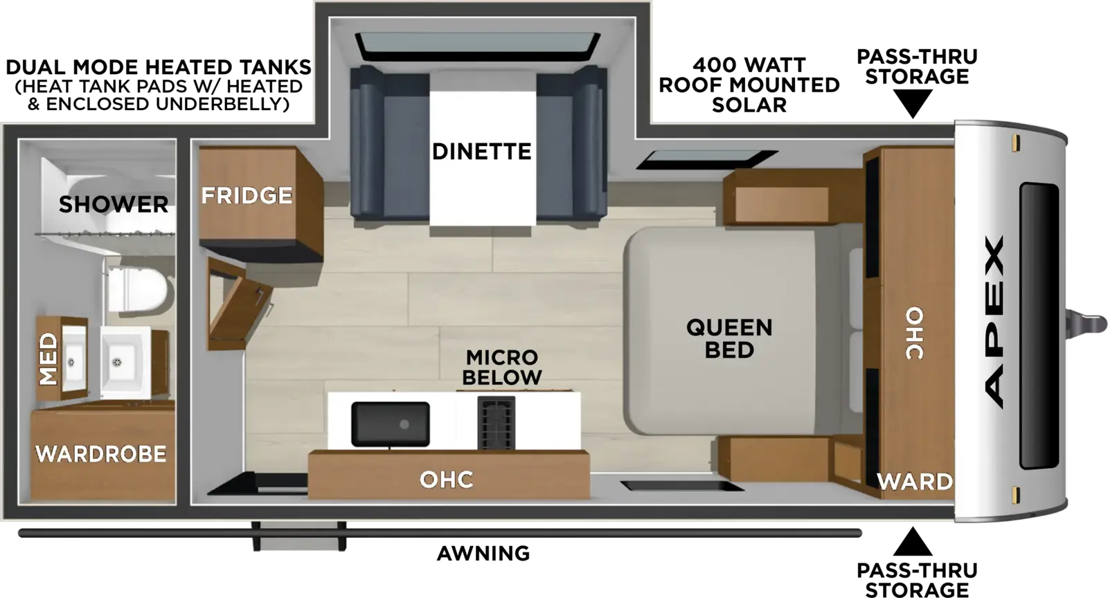 2027 Forest River Apex 190RBS floorplan