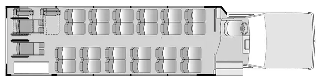 24 Passenger 2 Wheelchair With Foldaway Seats Plus Driver Floorplan Image