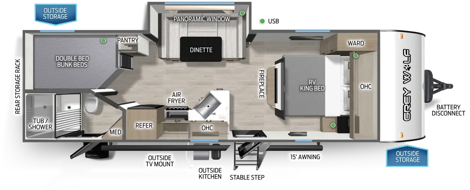 Grey Wolf 23DBH Floorplan