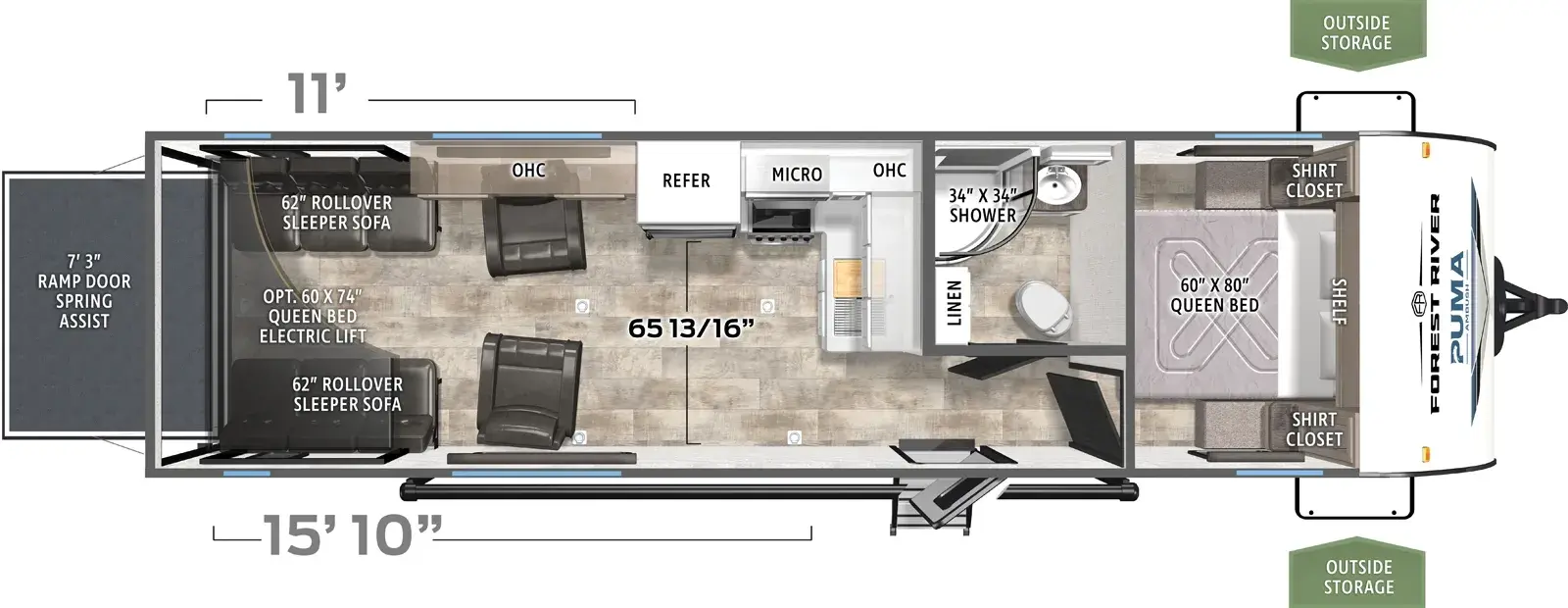2026 Forest River Puma Ambush 27TH floorplan diagram