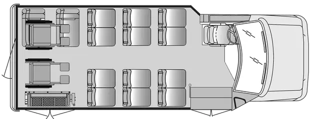 12 Passenger 2 Wheelchair Plus Driver Floorplan Image