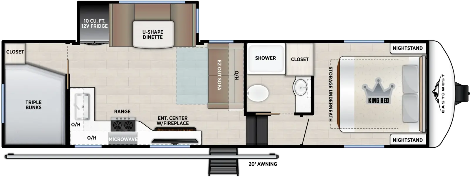 2027 East to West Tandara 275BH floorplan diagram
