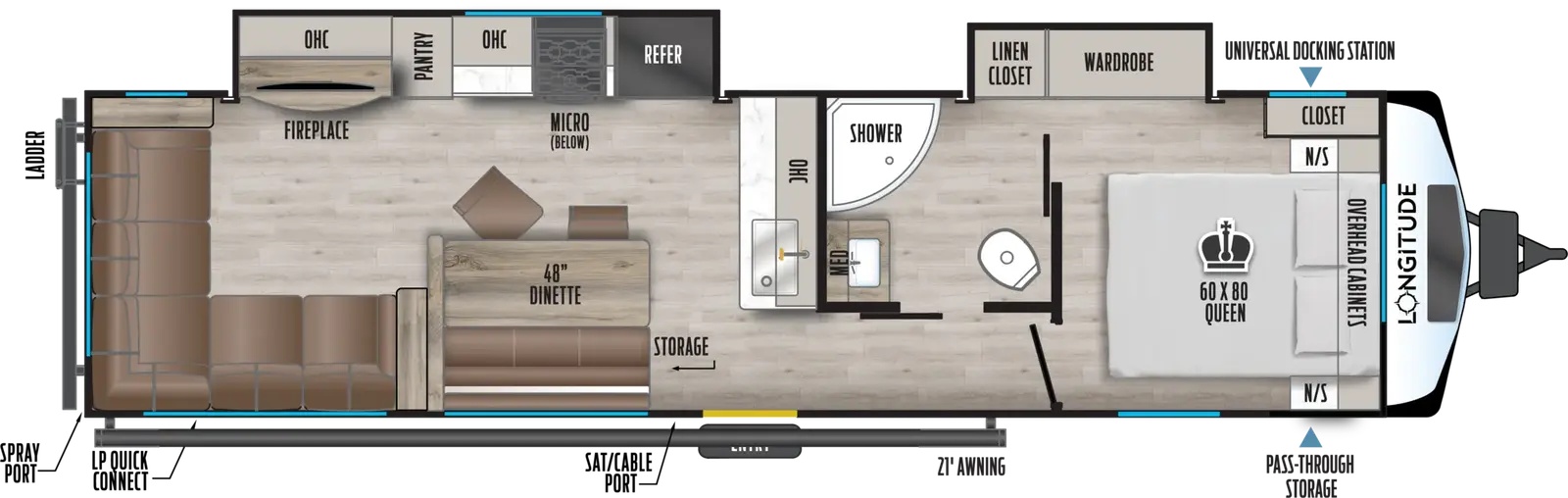2027 East to West Longitude 310RL floorplan diagram
