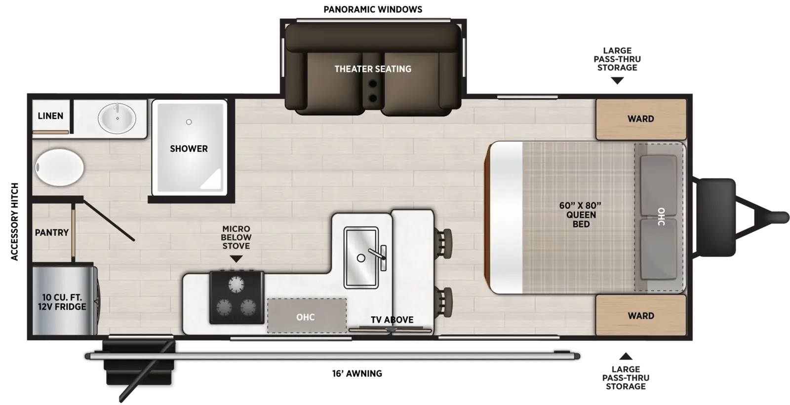 Hemisphere Travel Trailers 21RBHL Floorplan