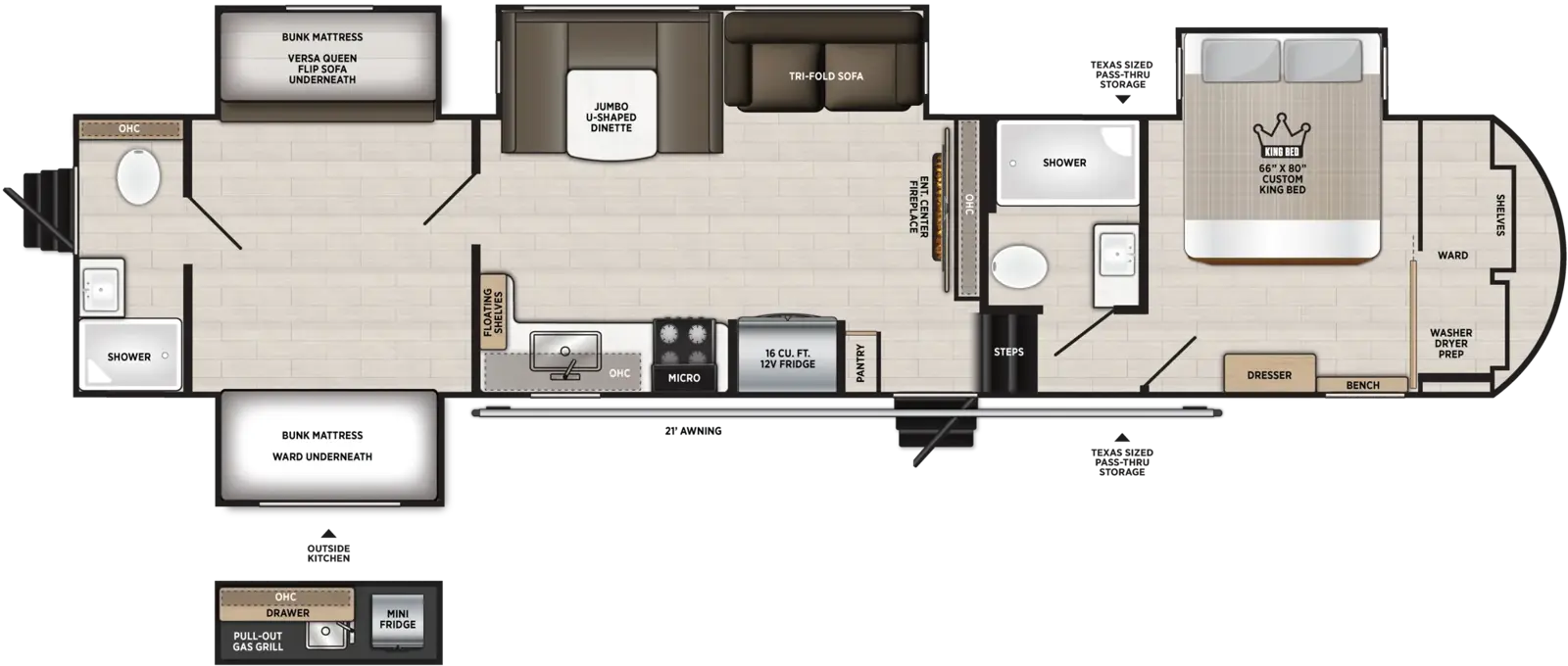 Heritage Glen Fifth Wheels 356QB Floorplan