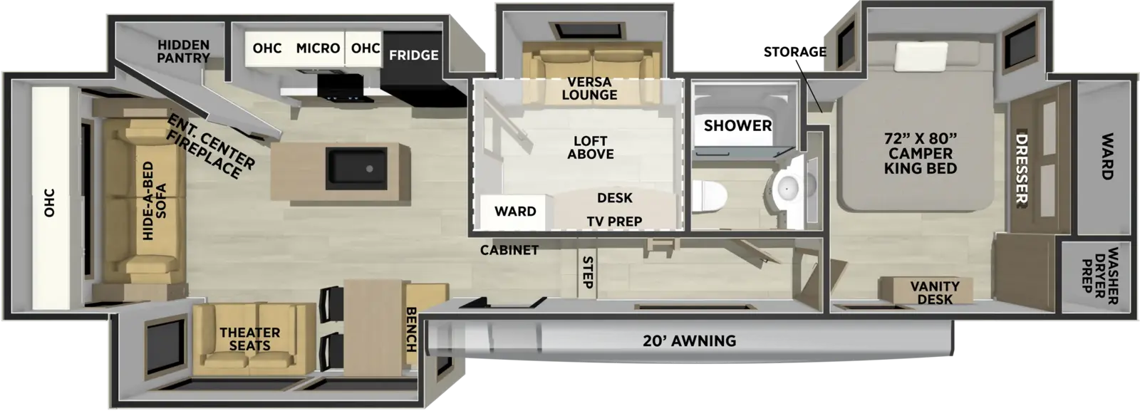 Sandpiper Fifth Wheels 4003MB Floorplan