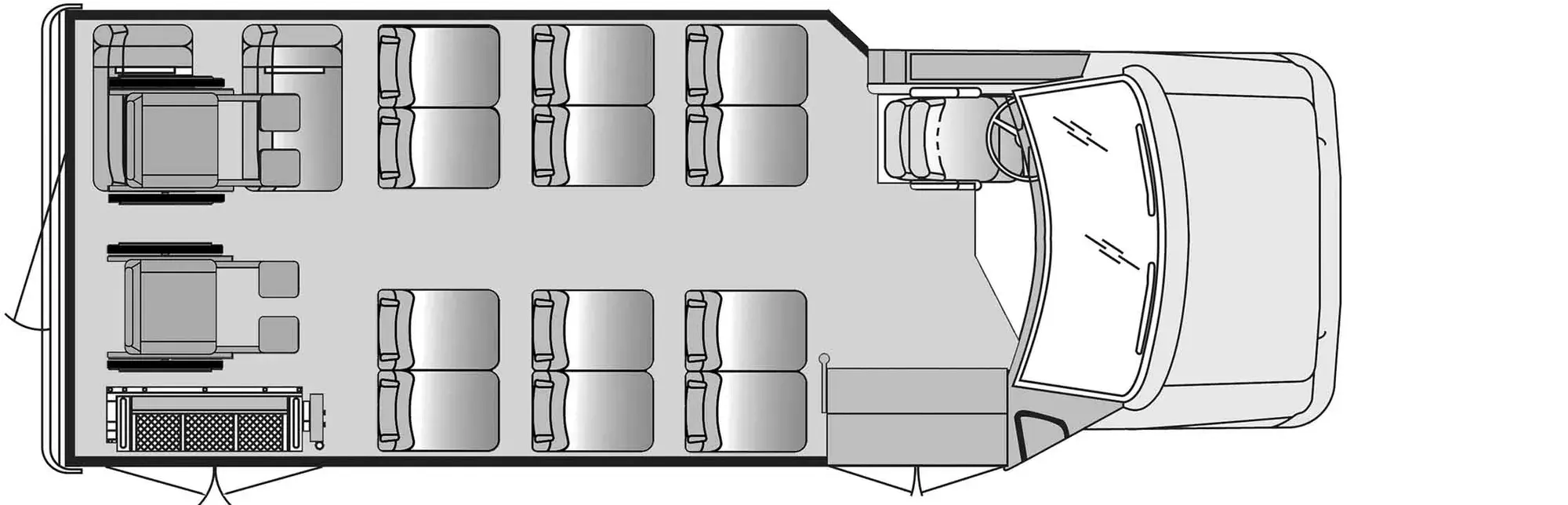 12 Passenger 2 Wheelchair Plus Driver Floorplan Image