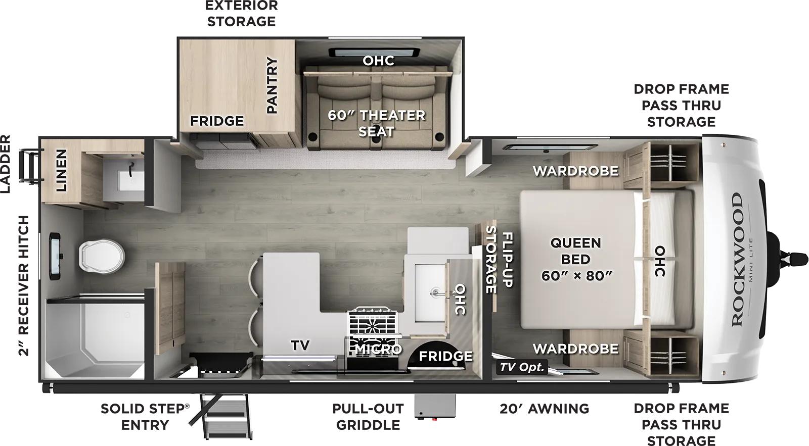 Forest River Rockwood Mini Lite 2525RB floor plan layout published by Forest River