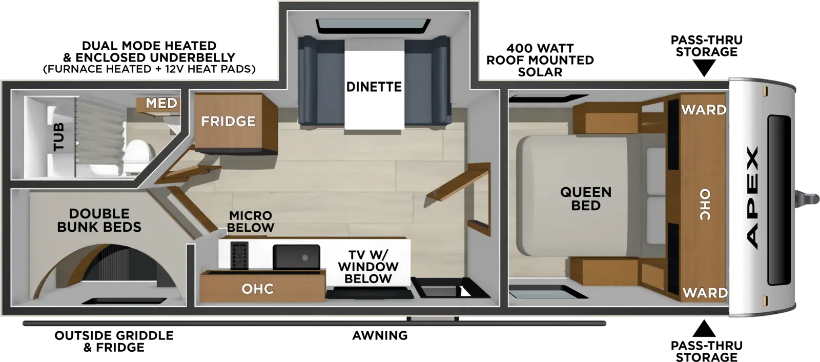 2027 Coachmen Apex Nano 228BHS floorplan diagram