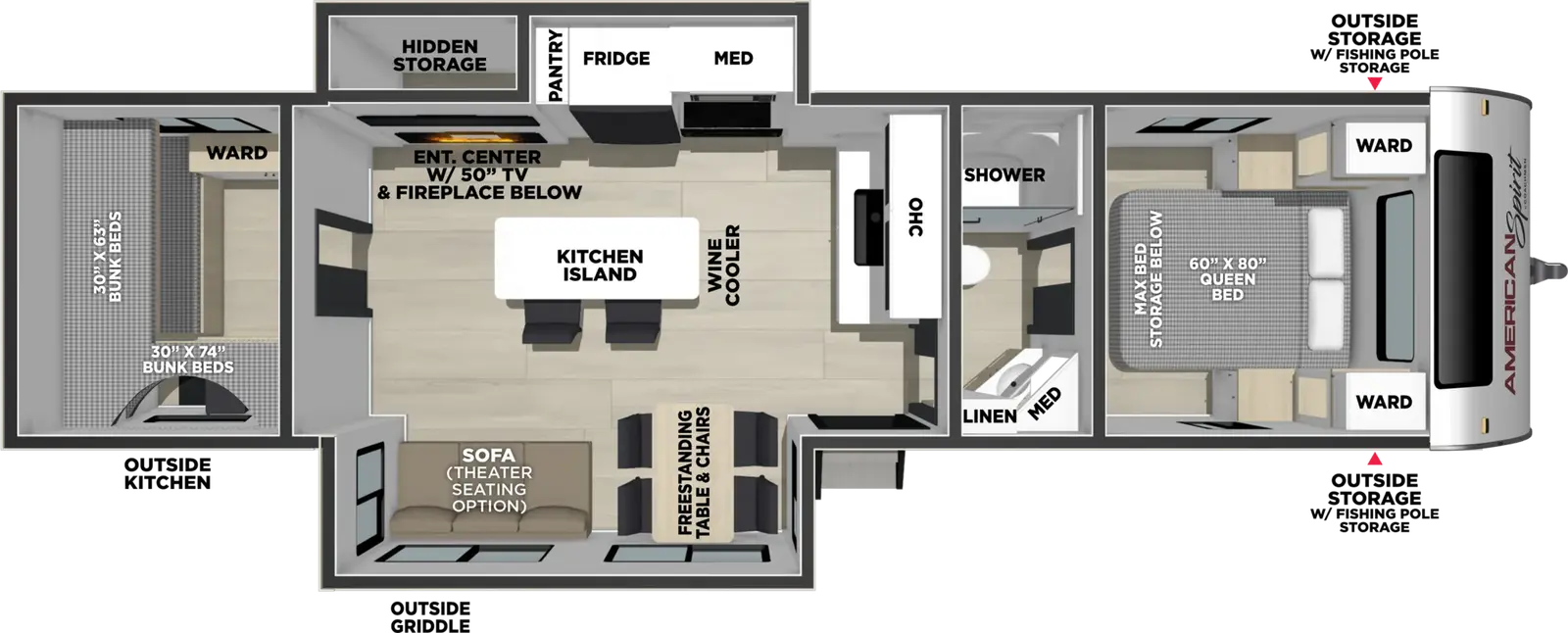 2027 Coachmen American Spirit 3080BH floorplan diagram