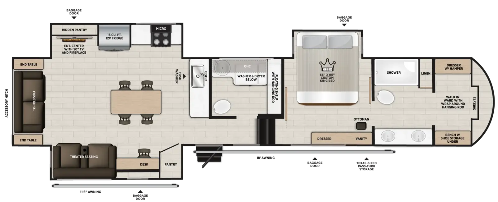 Heritage Glen Fifth Wheels 380WDR Floorplan