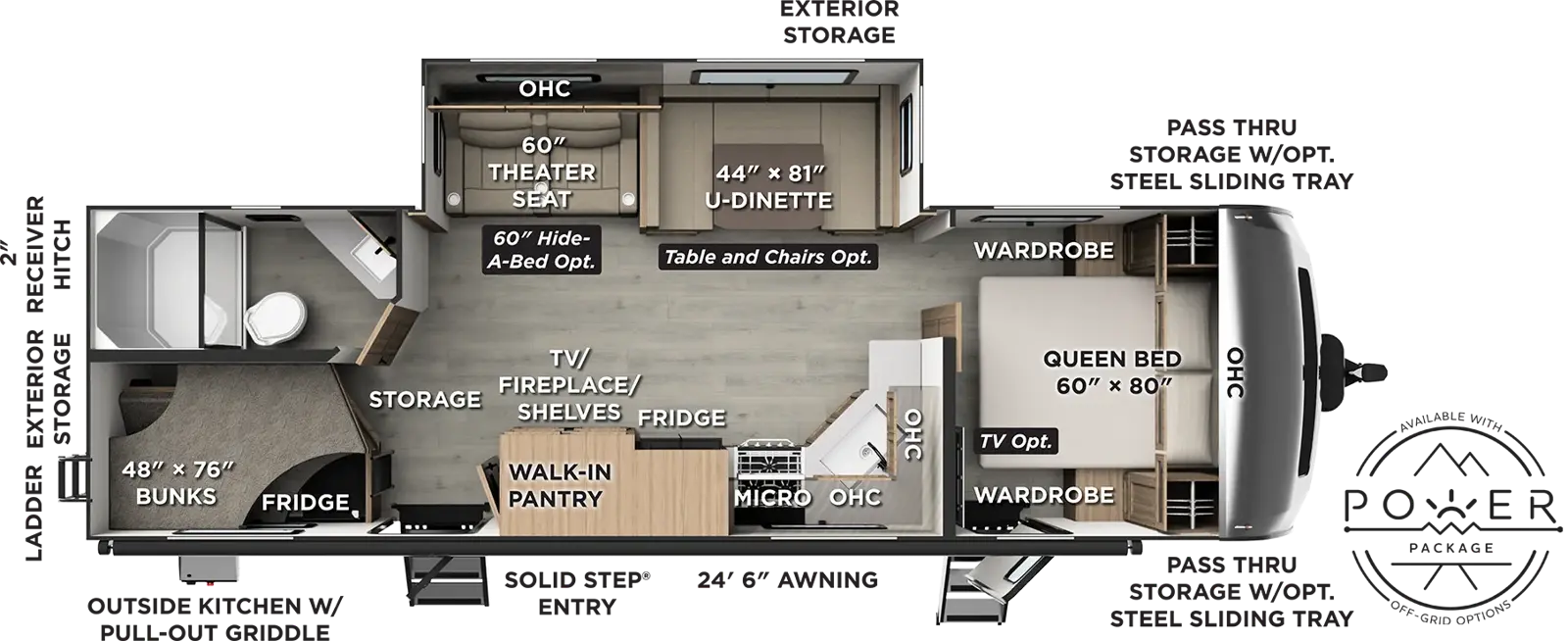 Flagstaff Super Lite Travel Trailers 27DBH Floorplan