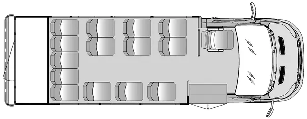 14 Passenger With Rear Luggage Plus Driver Floorplan Image