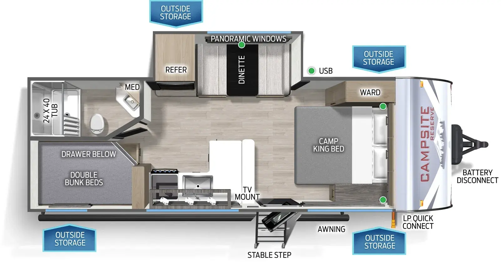 2026 Forest River Campsite Ultra 21DF floorplan diagram