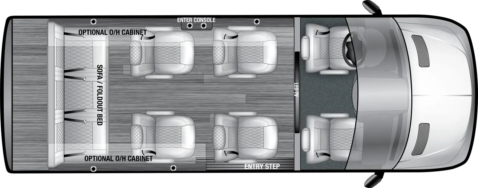 The VSPORT 9RB4 floorplan has one entry and zero slide outs. Exterior features include: 8' 2" awning. Interiors features include: captain chairs.