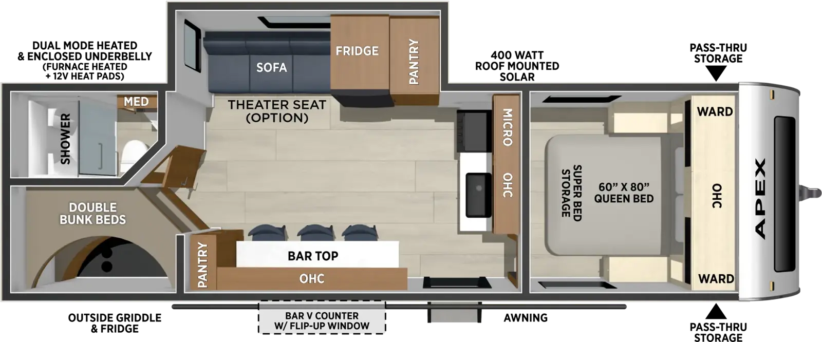 Apex 8' Wide 239BARV Floorplan