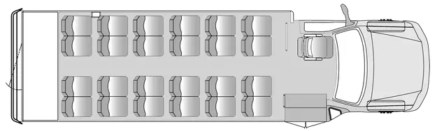 24 Passenger with Rear Luggage Plus Driver Floorplan Image