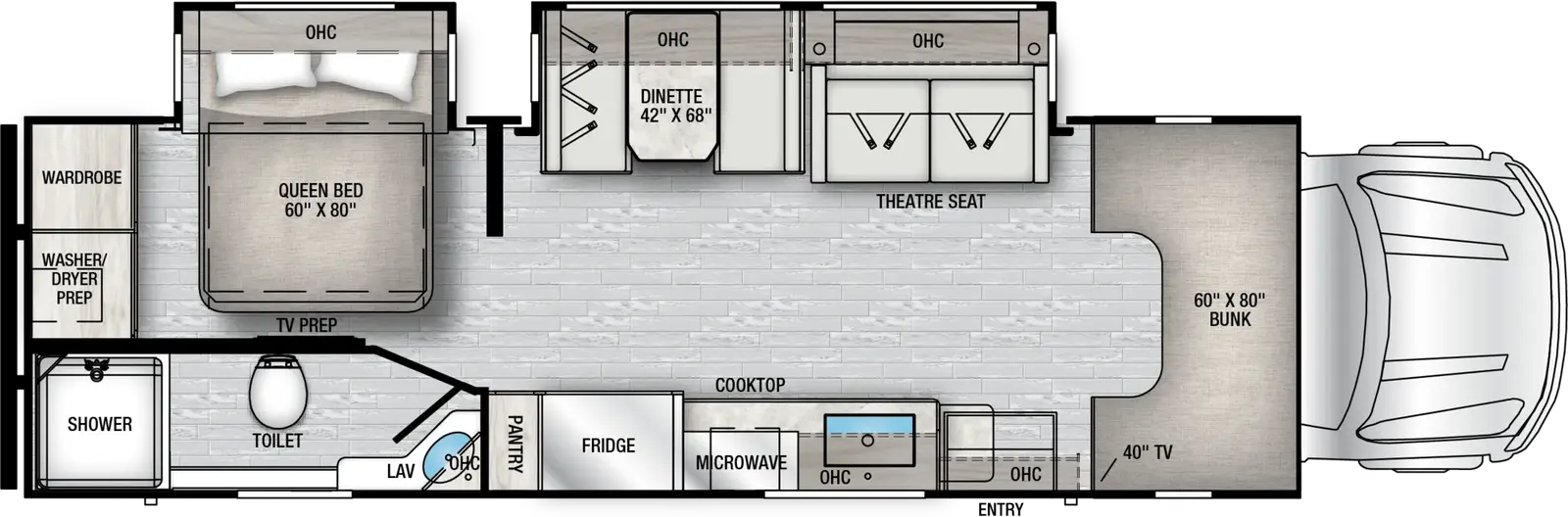 2027 East to West Bravado 33DS floorplan diagram