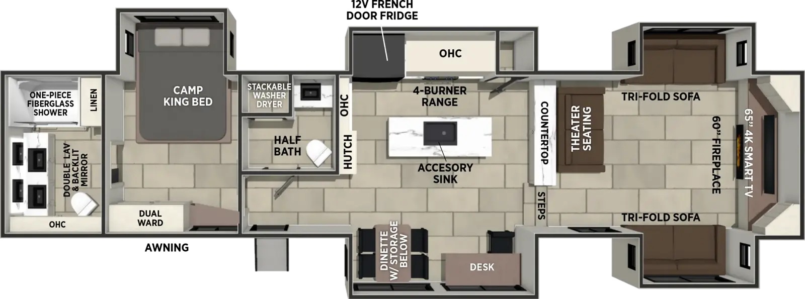 Sanibel 40FRNTLIV Floorplan