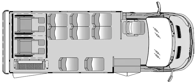 8 Passenger 2 Wheelchair Plus Driver Floorplan Image