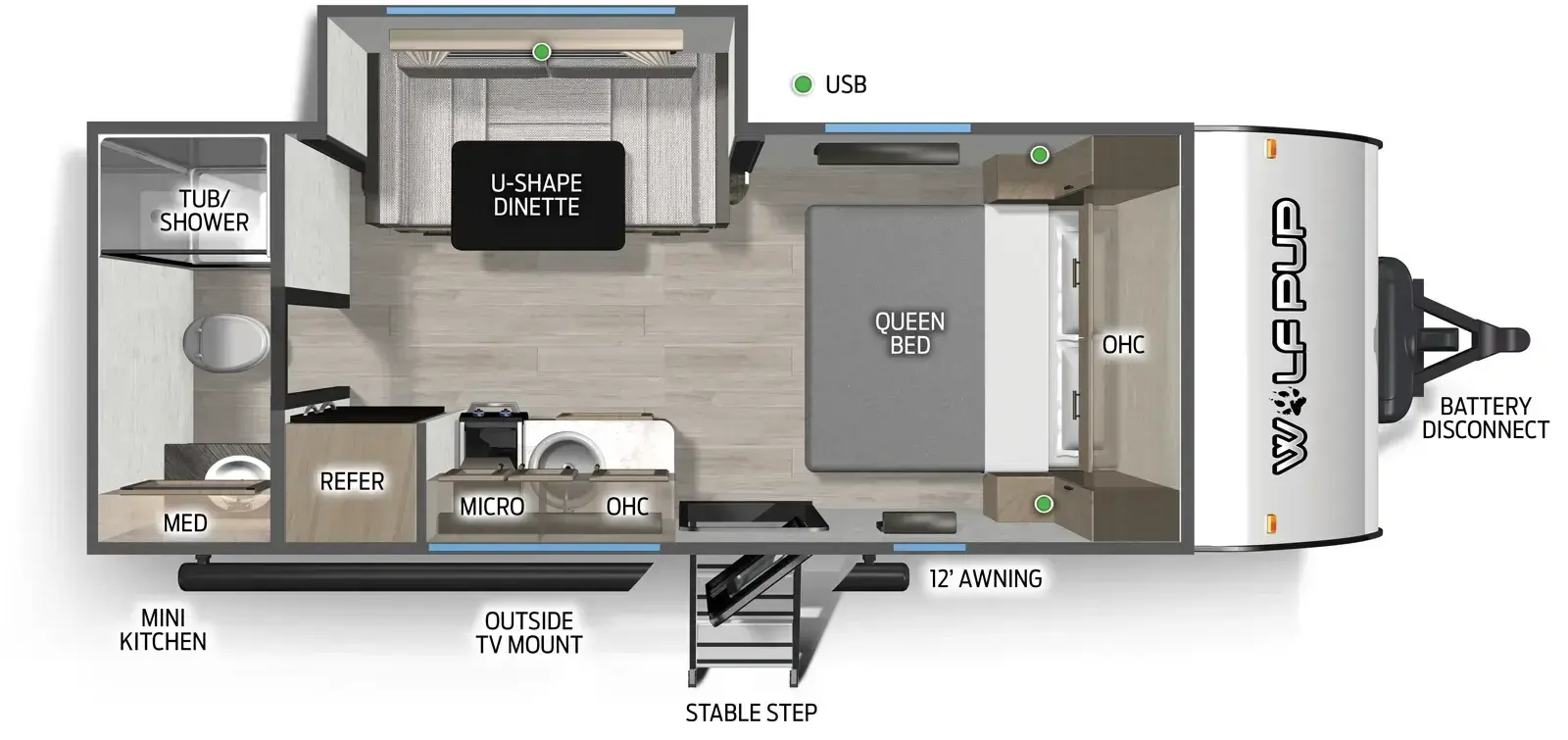 Wolf Pup 16KHW Floorplan