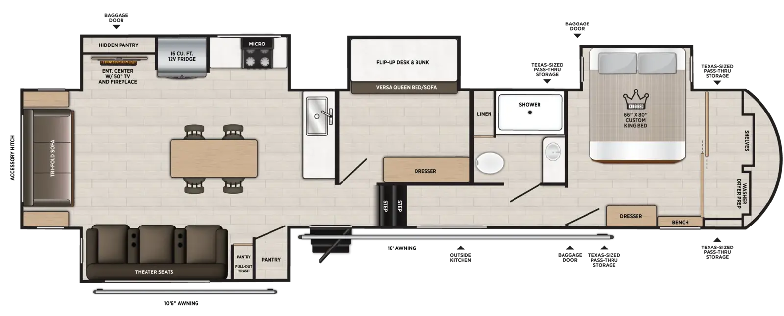 Hemisphere Fifth Wheels 373MBRL Floorplan