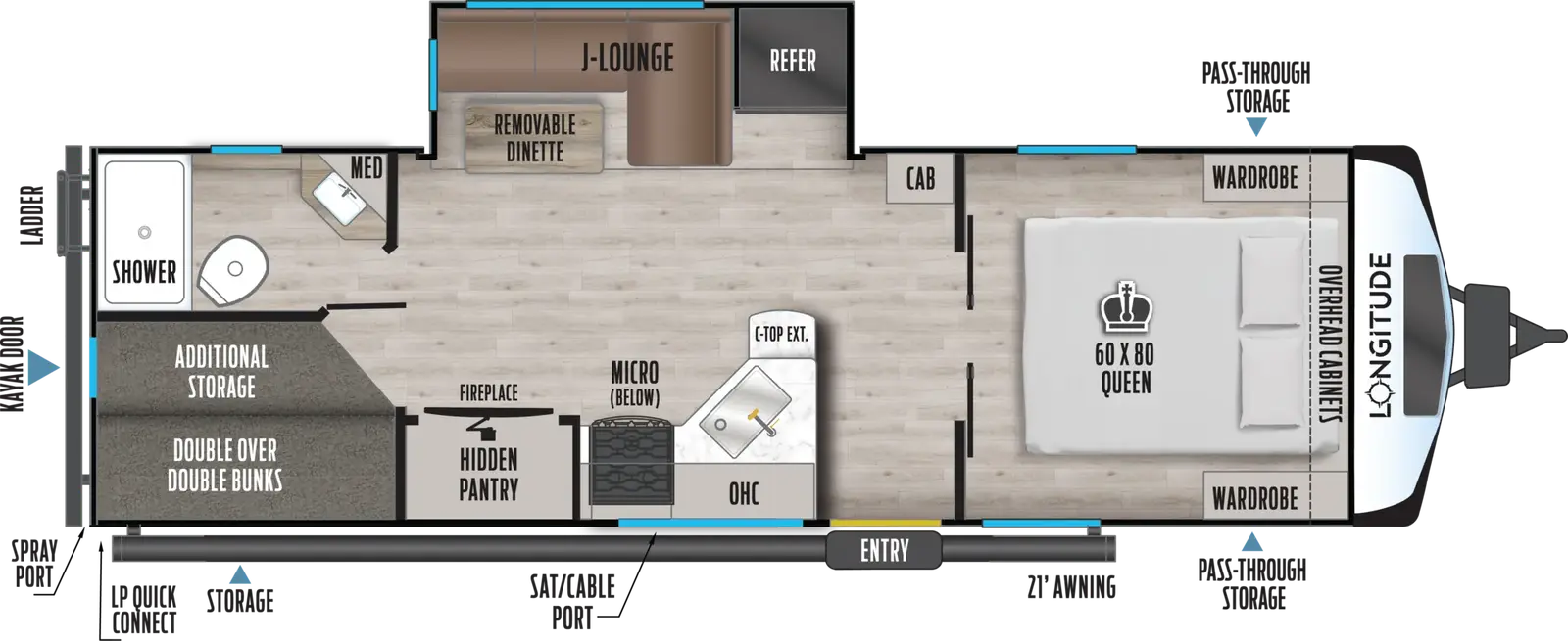 2027 East to West Longitude 255BH floorplan diagram