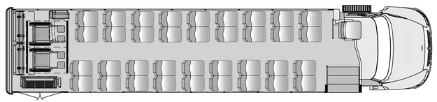 36 Passenger 2 Wheelchair With Flip And Foldaway Seats Plus Driver Floorplan Image