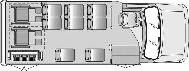 8 Passenger 2 Wheelchair Plus Driver Floorplan Image