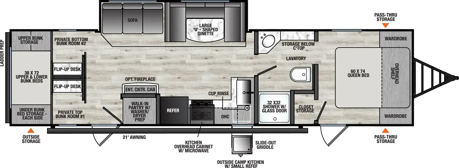 Viking Travel Trailers 282DORM Floorplan