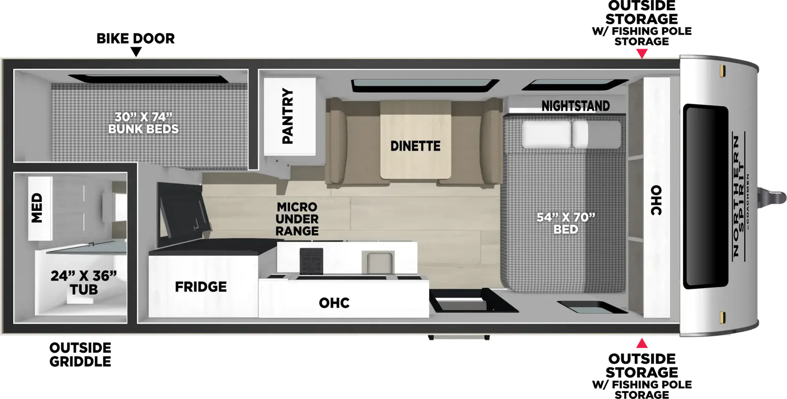 2027 Coachmen Northern Spirit Bijou 17BHB floorplan diagram