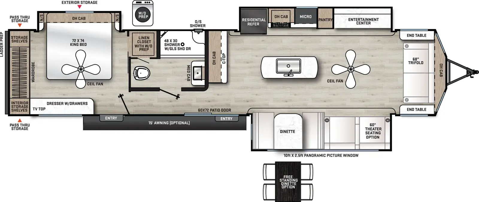 2026 Forest River Aurora Destination Series 39FLTS floorplan diagram