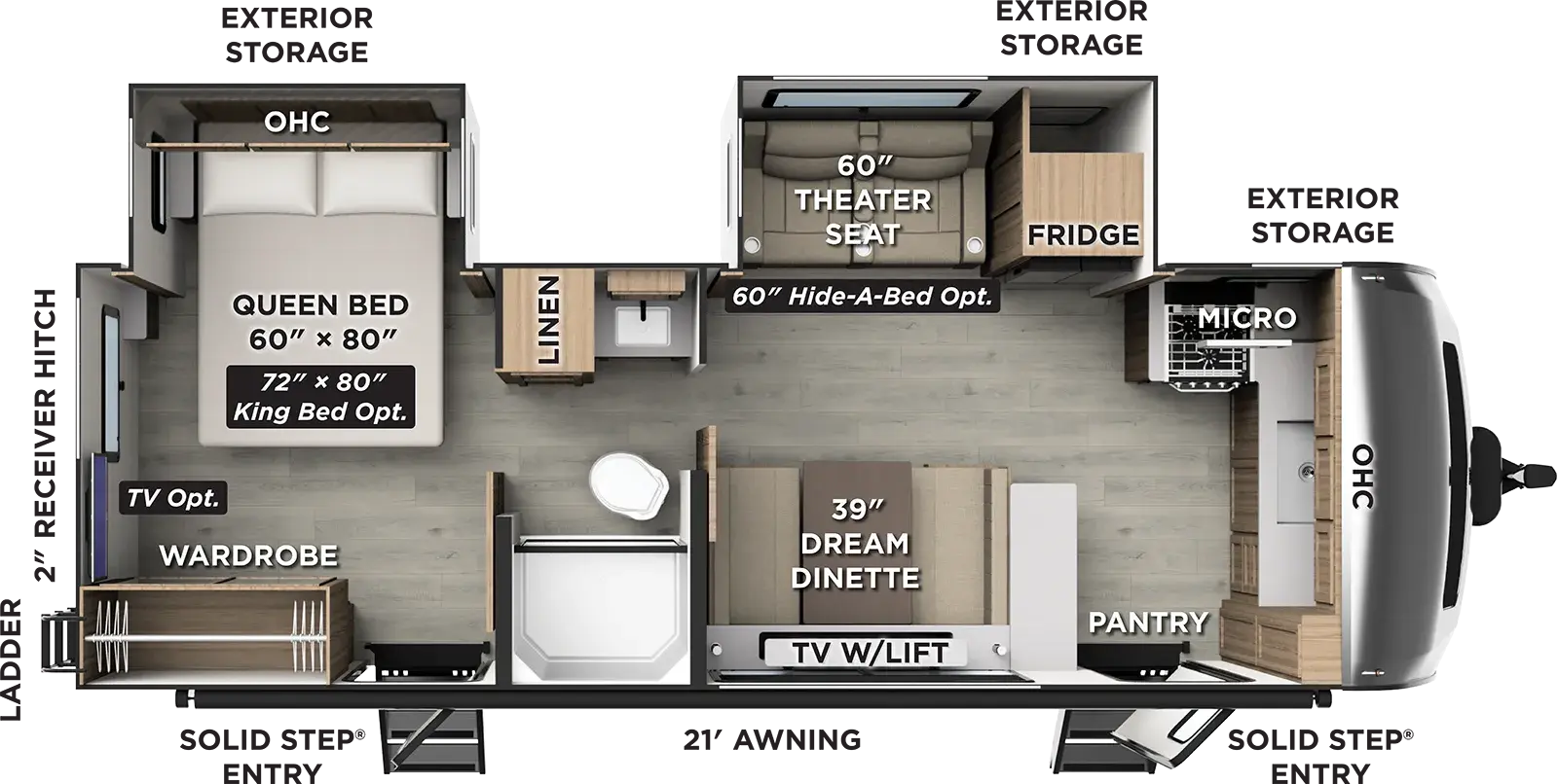 Rockwood Ultra Lite Travel Trailers 2619FK Floorplan