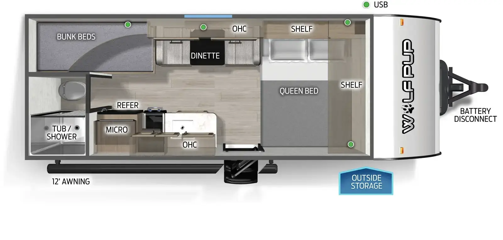 2026 Forest River Wolf Pup 16LP floorplan diagram