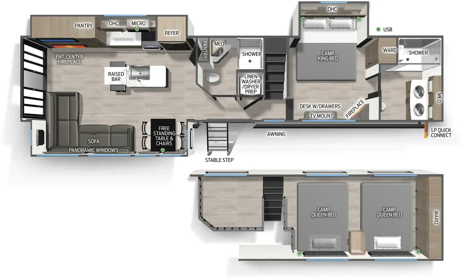 Campsite Reserve Destination Trailers 39JD Floorplan