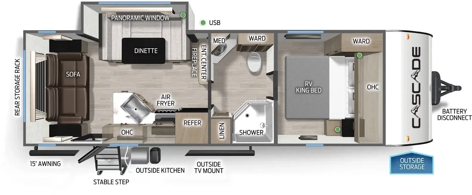 Cascade 23MKC Floorplan