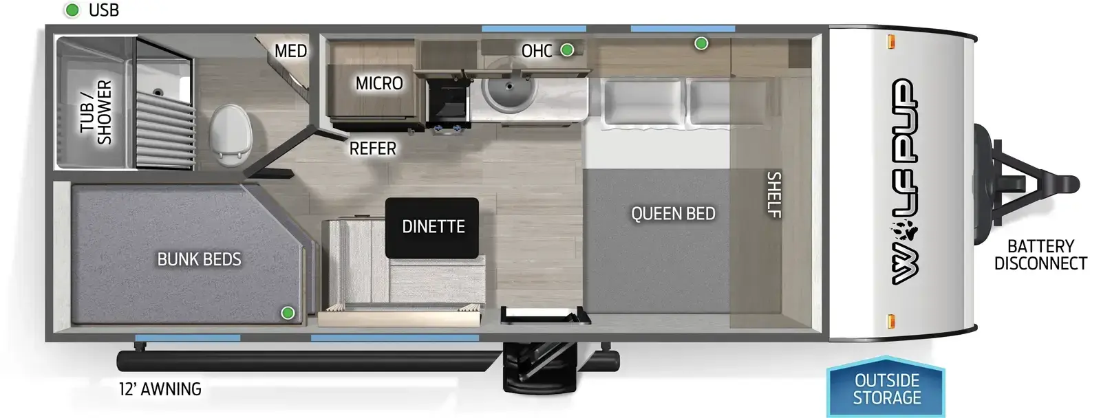 2026 Forest River Wolf Pup 17LP floorplan diagram