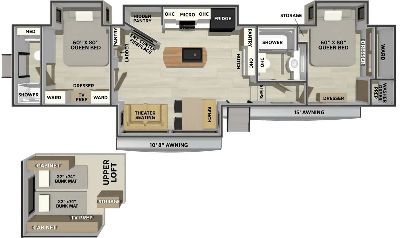 Sandpiper Fifth Wheels 4002FB Floorplan