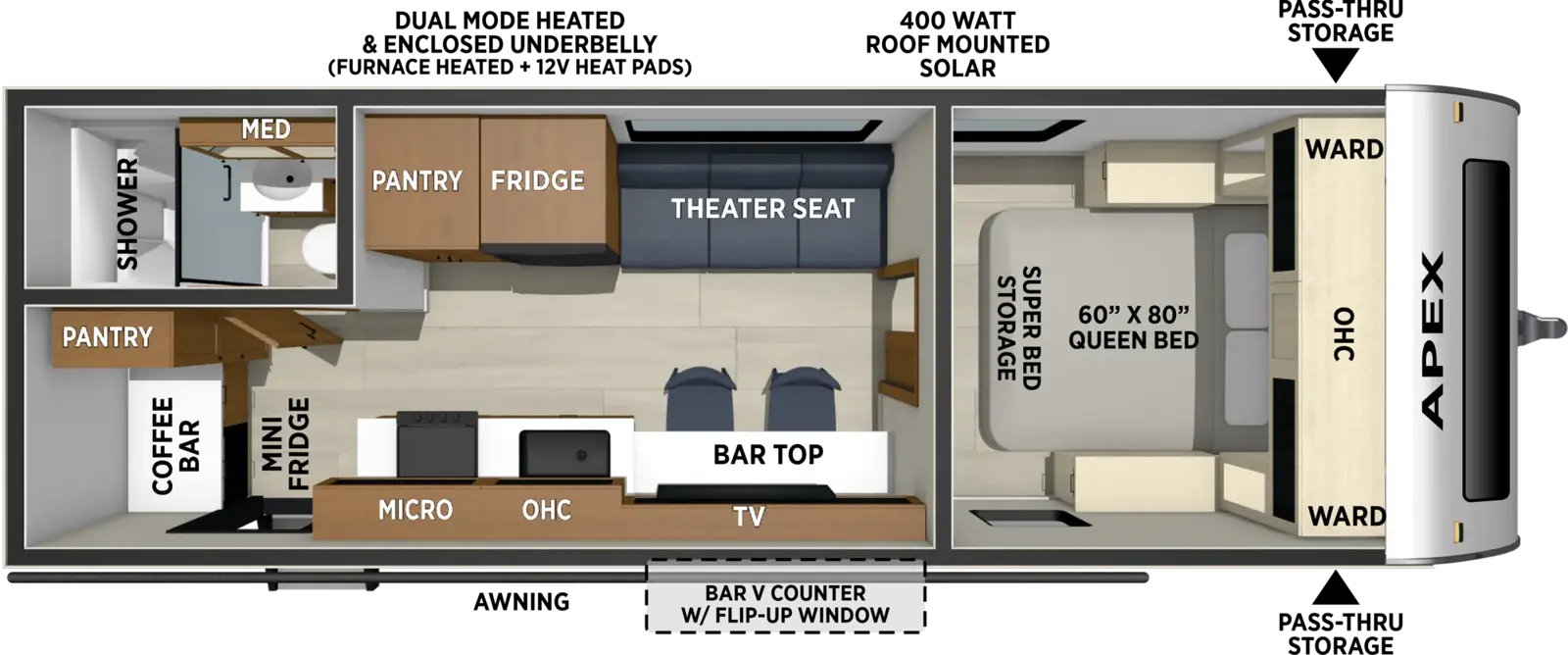 Apex 8' Wide 205RB Floorplan